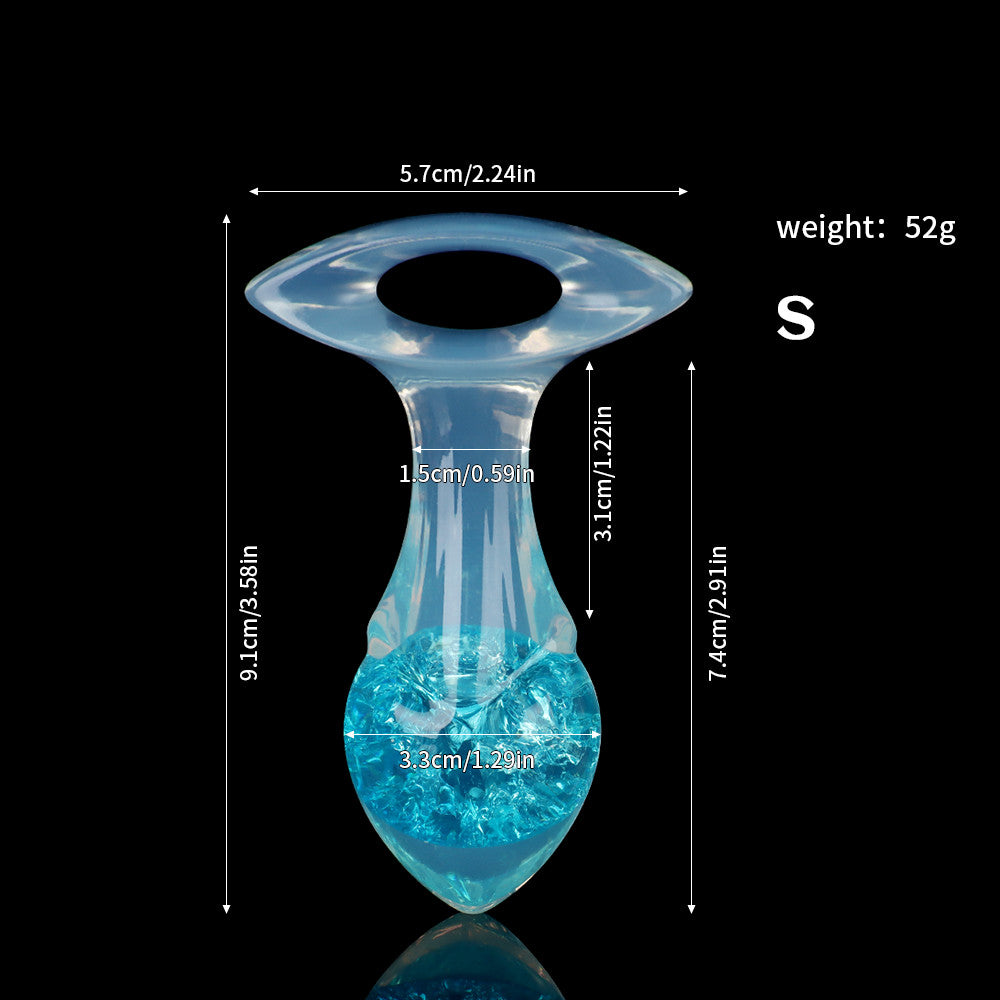 Aurora Drill Bit Crystal Silicone Anal Plug with Oval Pull Loop