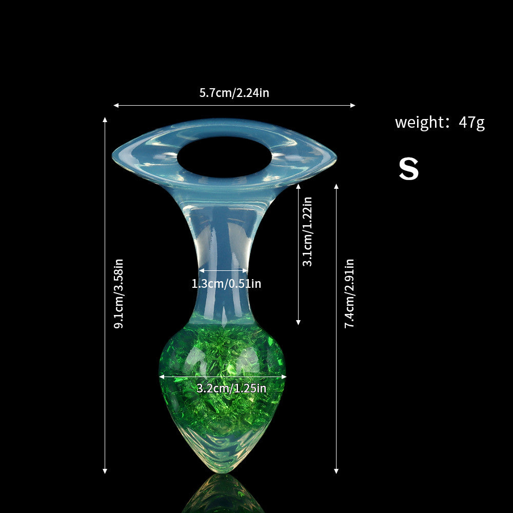 Aurora Crystal Heart-Shaped Anal Plug with Ergonomic Finger-Loop Base