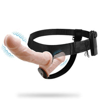 Vibrating Strap On Dildo Vibrator Double Dong with Adjustable Harness