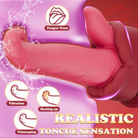 Realistic Tongue Thrusting Heating Fantasy Dildo With Suction Cup