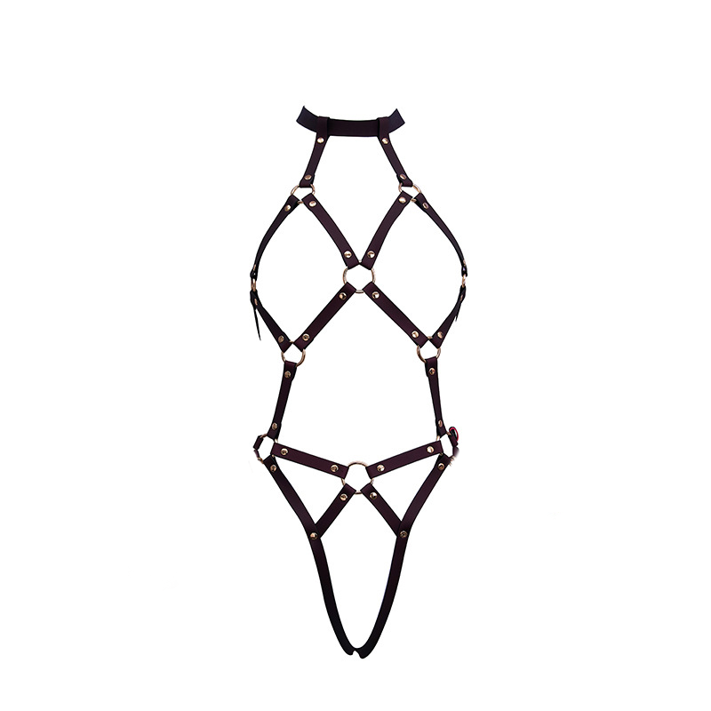 Temperature-Sensitive Color Change BDSM Leather Bondage Suit With Handcuffs