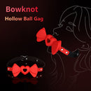 BDSM Bowknot Love-shaped Hollow Silicone Ball Gag With PU Leather