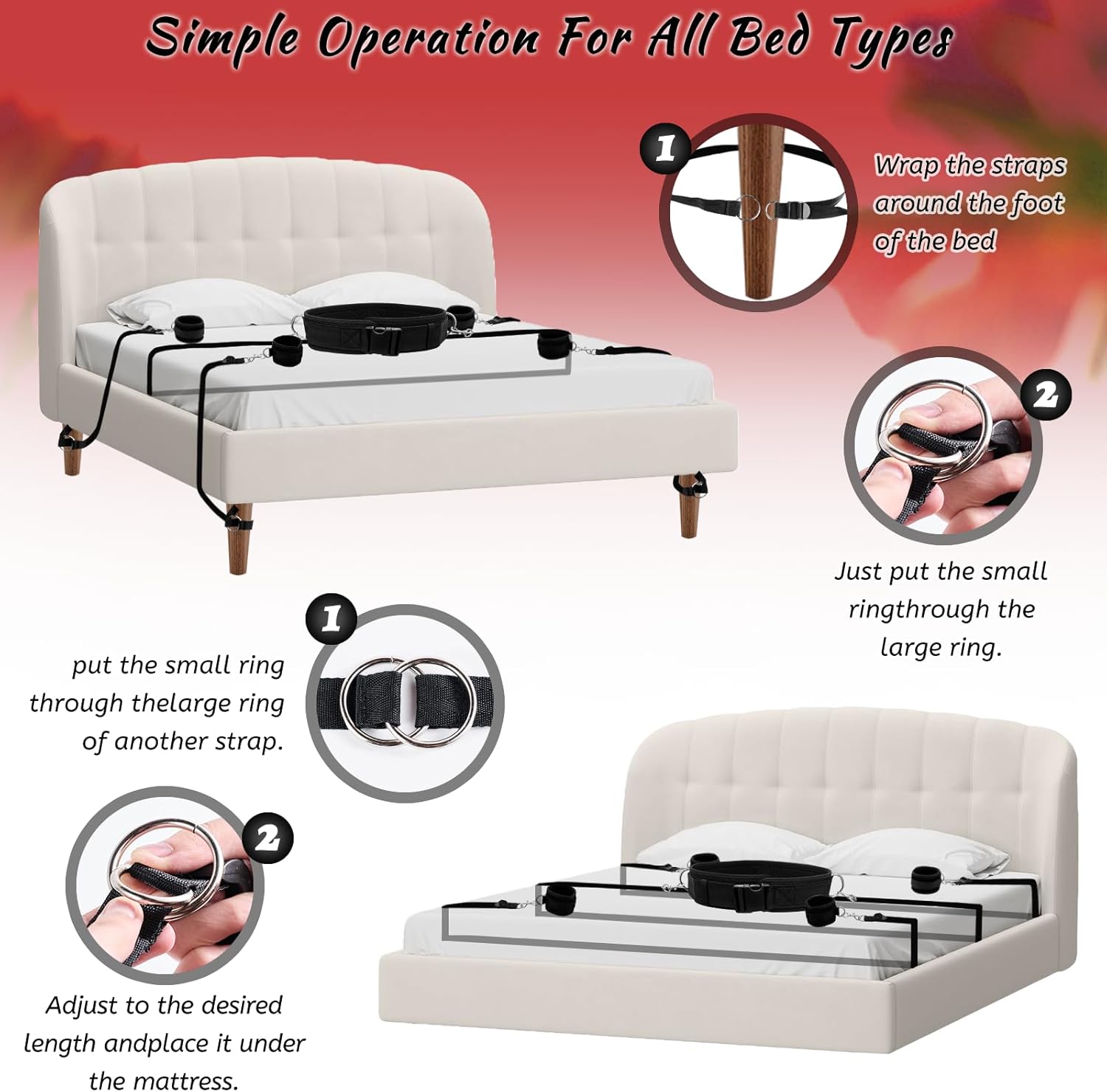 BDSM Bed Restraint Bondage Restraints Set For Couple