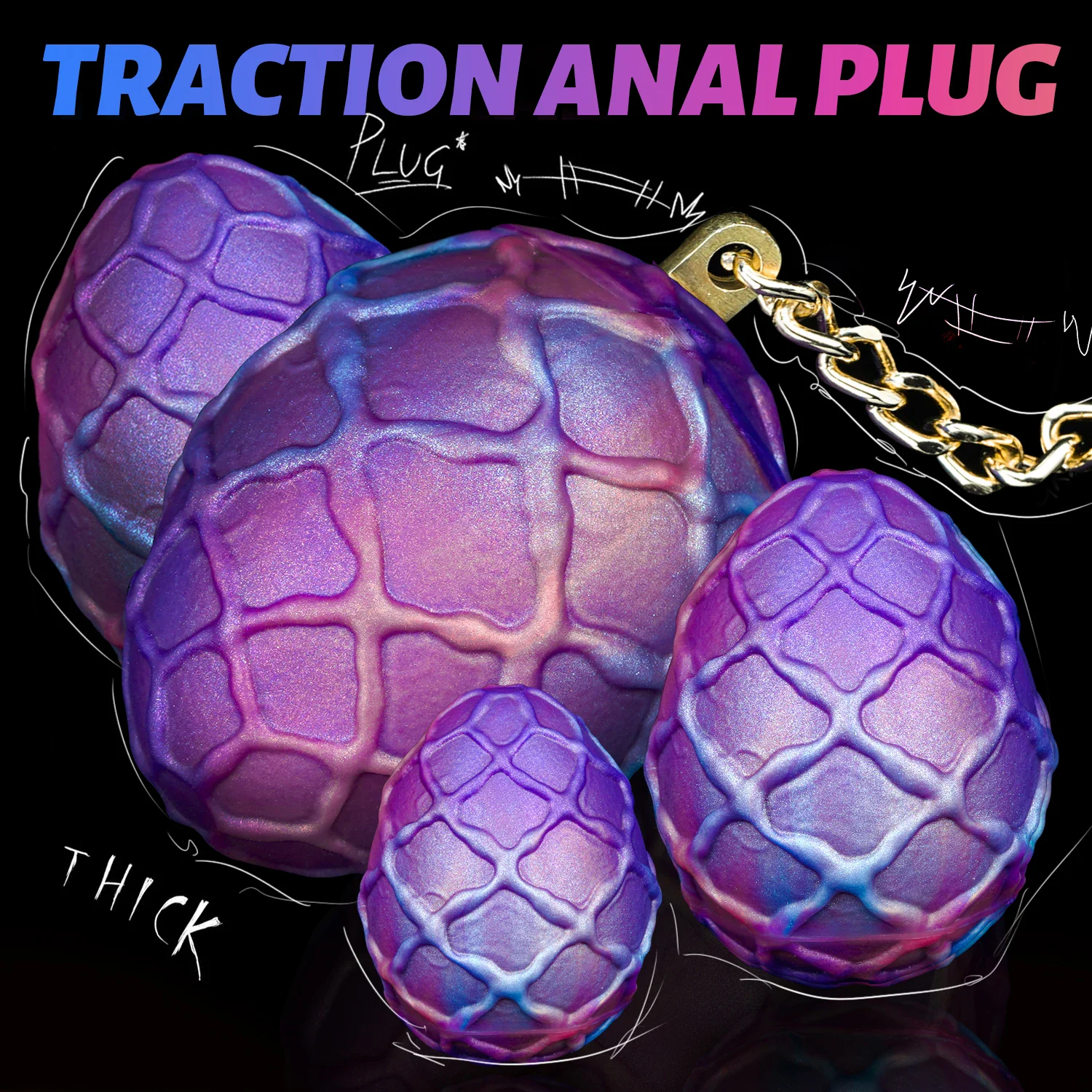Textured Dragon Egg Silicone Anal Traction Plug