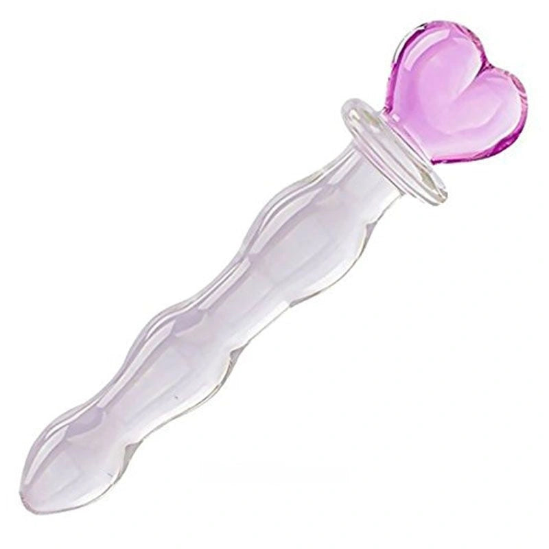 Beautiful Heart Design 8.26 Inch Glass Dildo For Adult