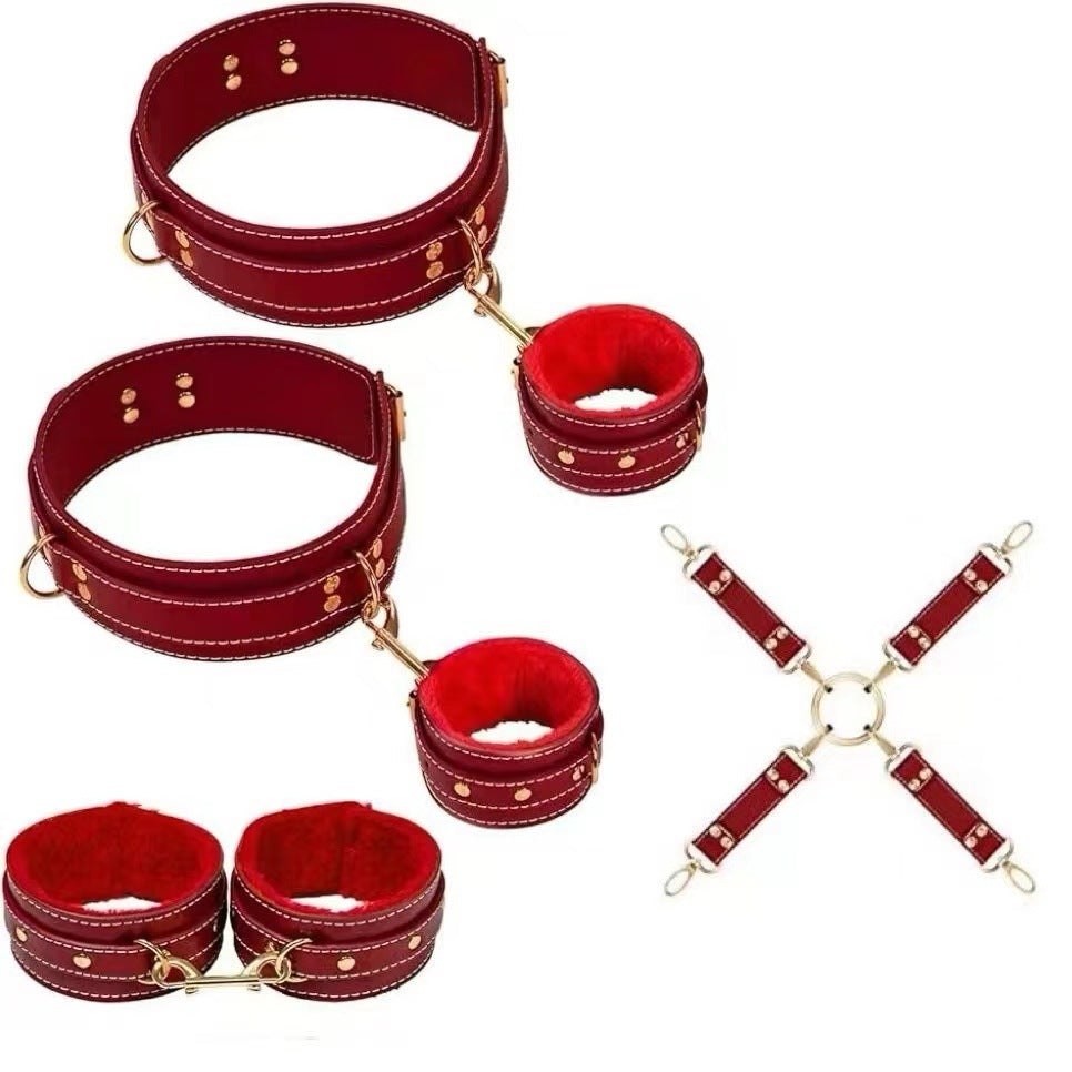 4PCS BDSM Kit Sex Bondage Set with Adjustable Cuffs for SM Games Couples firting