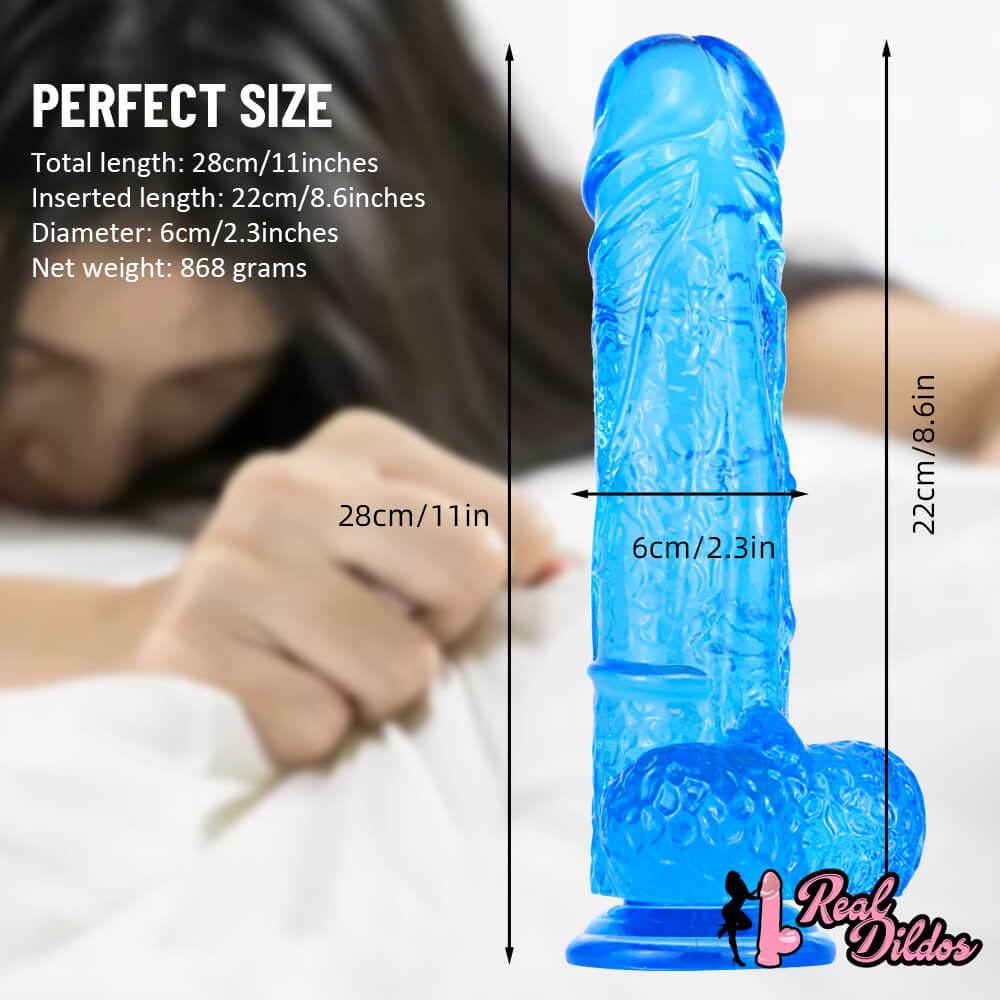 11in Premium Big Blue Dildo Thick Penis For Women Orgasm Sex