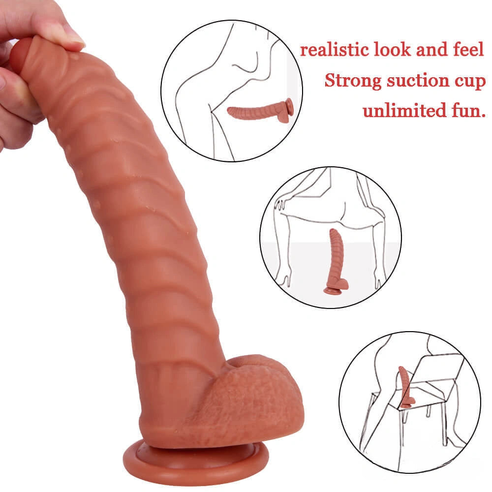 7.08in 9.05in Scale Caterpillar Snake Soft Crazy Dildo Female Sex Toy