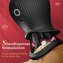 Rose Romeo - 3in1 Rose Sex Toy with 2 Suction Cups Adult Toys Female Clitoral Nipple Vibrators with 10 Licking Sucking Vibrating