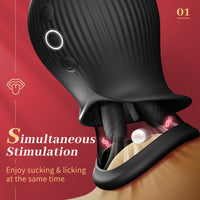 Rose Romeo - 3in1 Rose Sex Toy with 2 Suction Cups Adult Toys Female Clitoral Nipple Vibrators with 10 Licking Sucking Vibrating