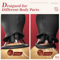 Rose Romeo - 3in1 Rose Sex Toy with 2 Suction Cups Adult Toys Female Clitoral Nipple Vibrators with 10 Licking Sucking Vibrating