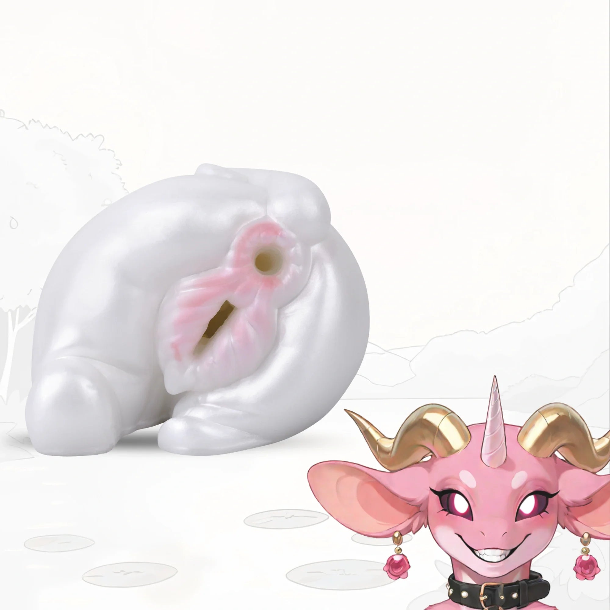 Butt Masturbator Opalyx Dual Channel Pearl White