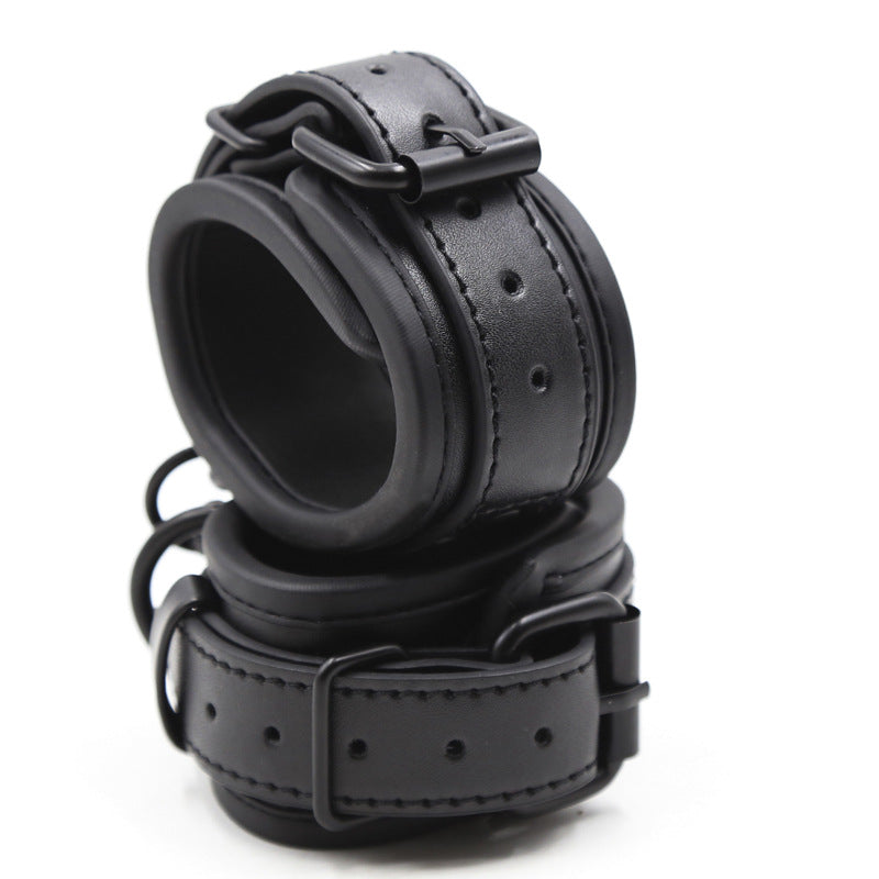 Upgraded BDSM PU Leather Handcuffs Adjustable Cuffs Sex Toy for Couples