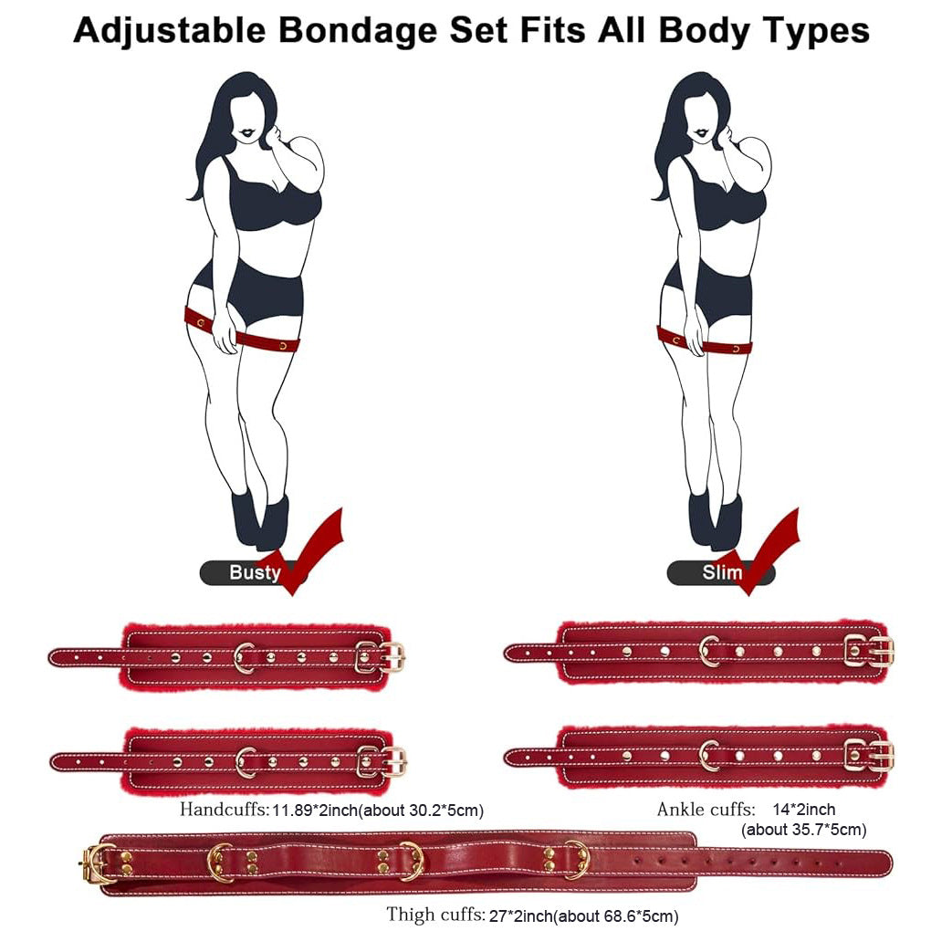 4PCS BDSM Kit Sex Bondage Set with Adjustable Cuffs for SM Games Couples firting