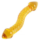 Curved Clear Yellow Unique Design 8.07″ Double Sides Dildo
