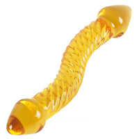 Curved Clear Yellow Unique Design 8.07″ Double Sides Dildo