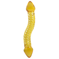 Curved Clear Yellow Unique Design 8.07″ Double Sides Dildo