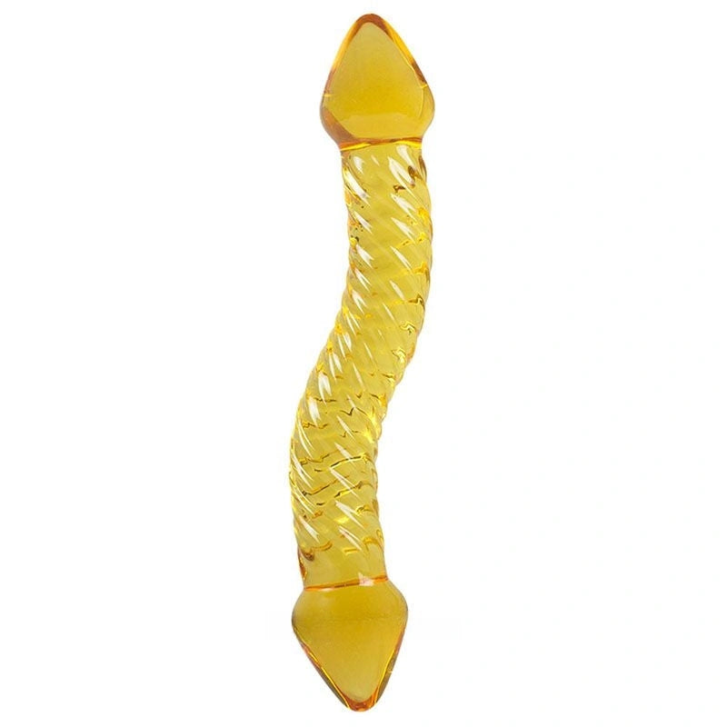 Curved Clear Yellow Unique Design 8.07″ Double Sides Dildo