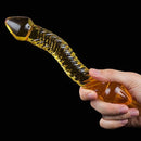 Curved Clear Yellow Unique Design 8.07″ Double Sides Dildo