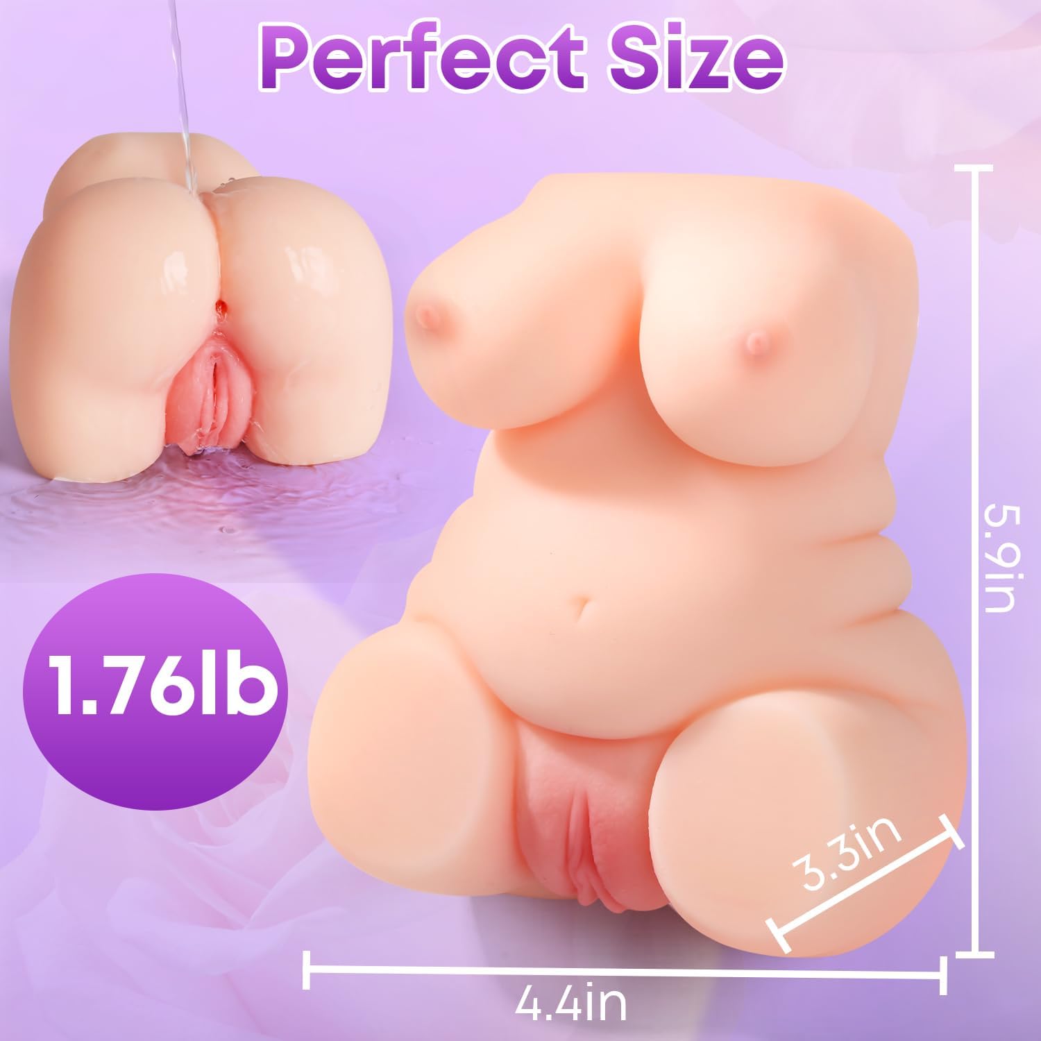 1.76Lb 2-in-1 Pocket Pussy Sex Dolls with Realistic Breast Vagina Tight Anus