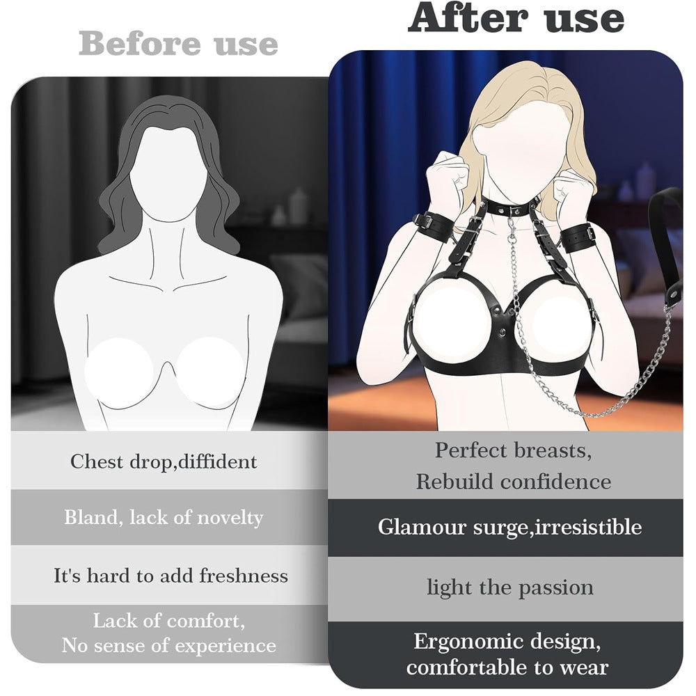 BDSM Bondage Sex Breast Restraints Collars Handcuffs Bundle Set