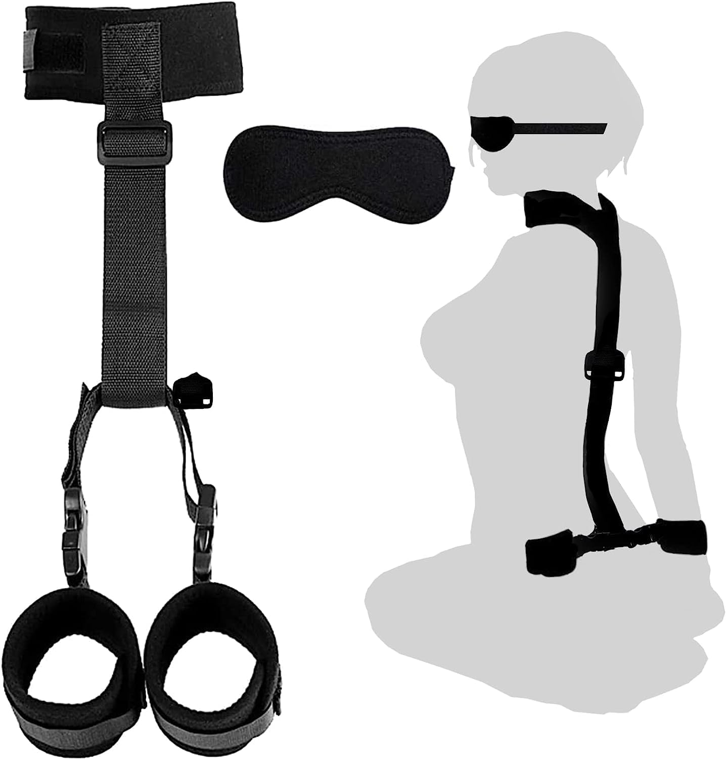BDSM Neck to Wrist Restraints Backcuffs Bondage Set SM Games Play