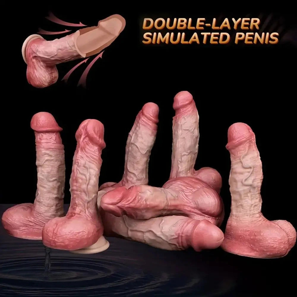 Double Layer Silicone Realistic Cock Soft Lifelike Penis Multiple Options Dildo