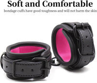 Upgraded BDSM PU Leather Handcuffs Adjustable Cuffs Sex Toy for Couples