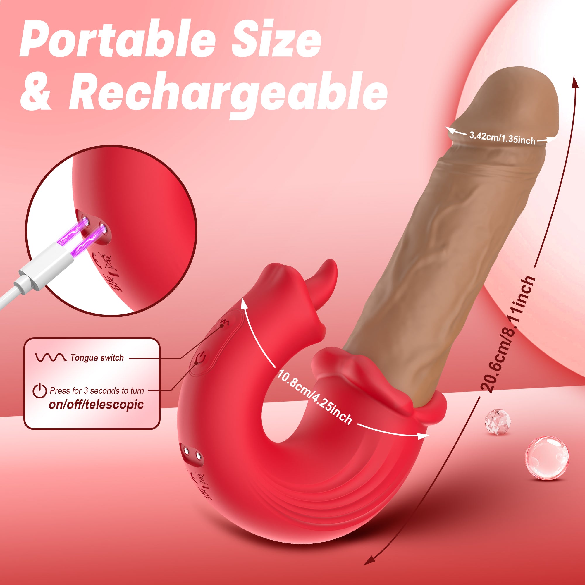 Lips Tongue Licking Thrusting G-spot Vibrator