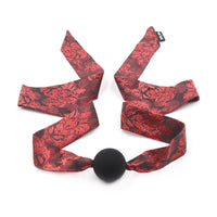 BDSM Silicone Mouth Ball Gag With Soft Jacquard Ribbon For Couple