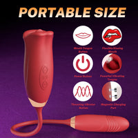 Rose Muncher Rose Kiss Tongue Vibrator With Thrusting Dildo Vibrator