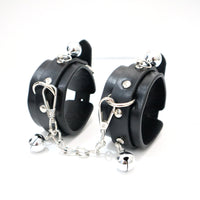 BDSM PU Leather Bondage SM Handcuffs with Bells