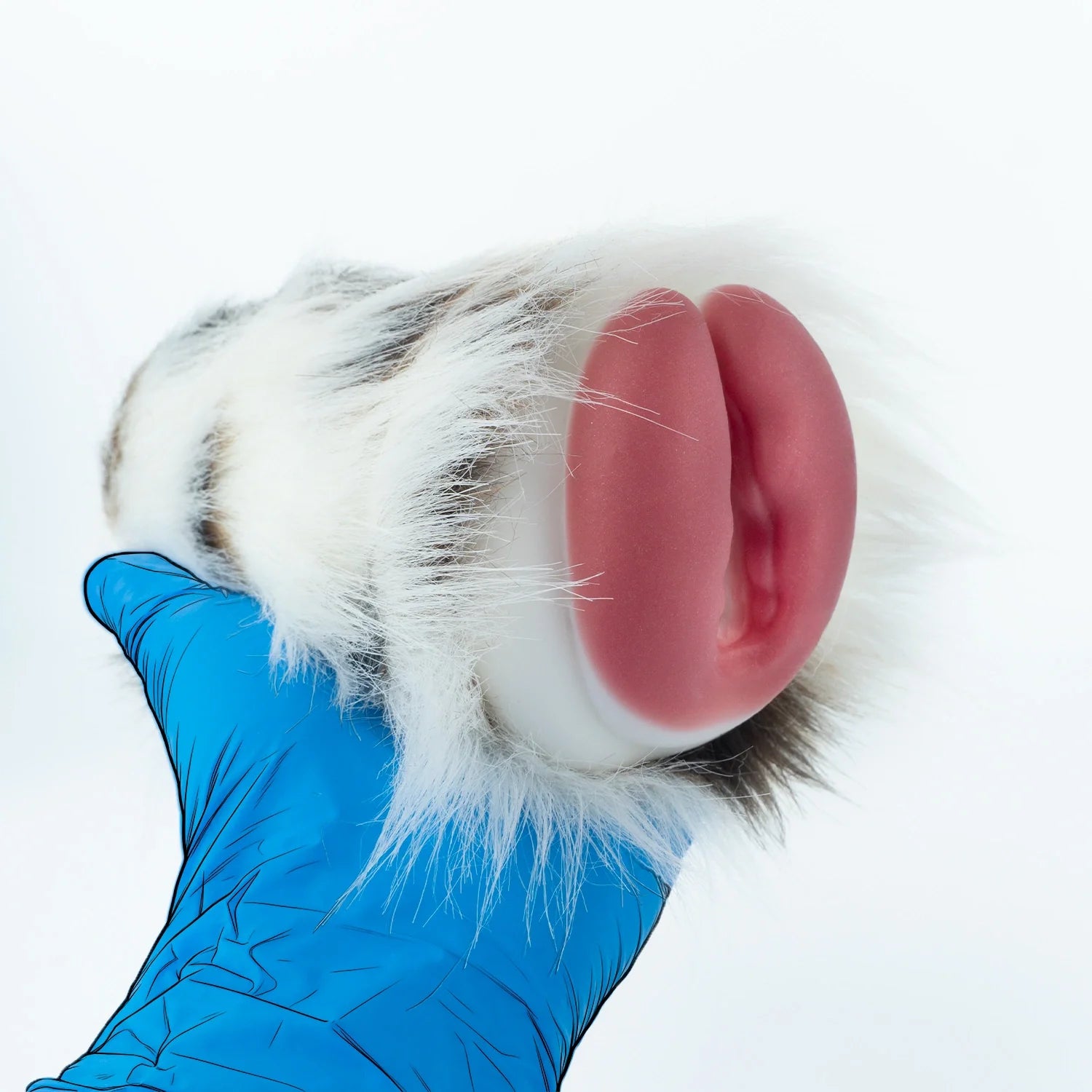 Furry Masturbator Calixplux White Spotted Fur Single Entry