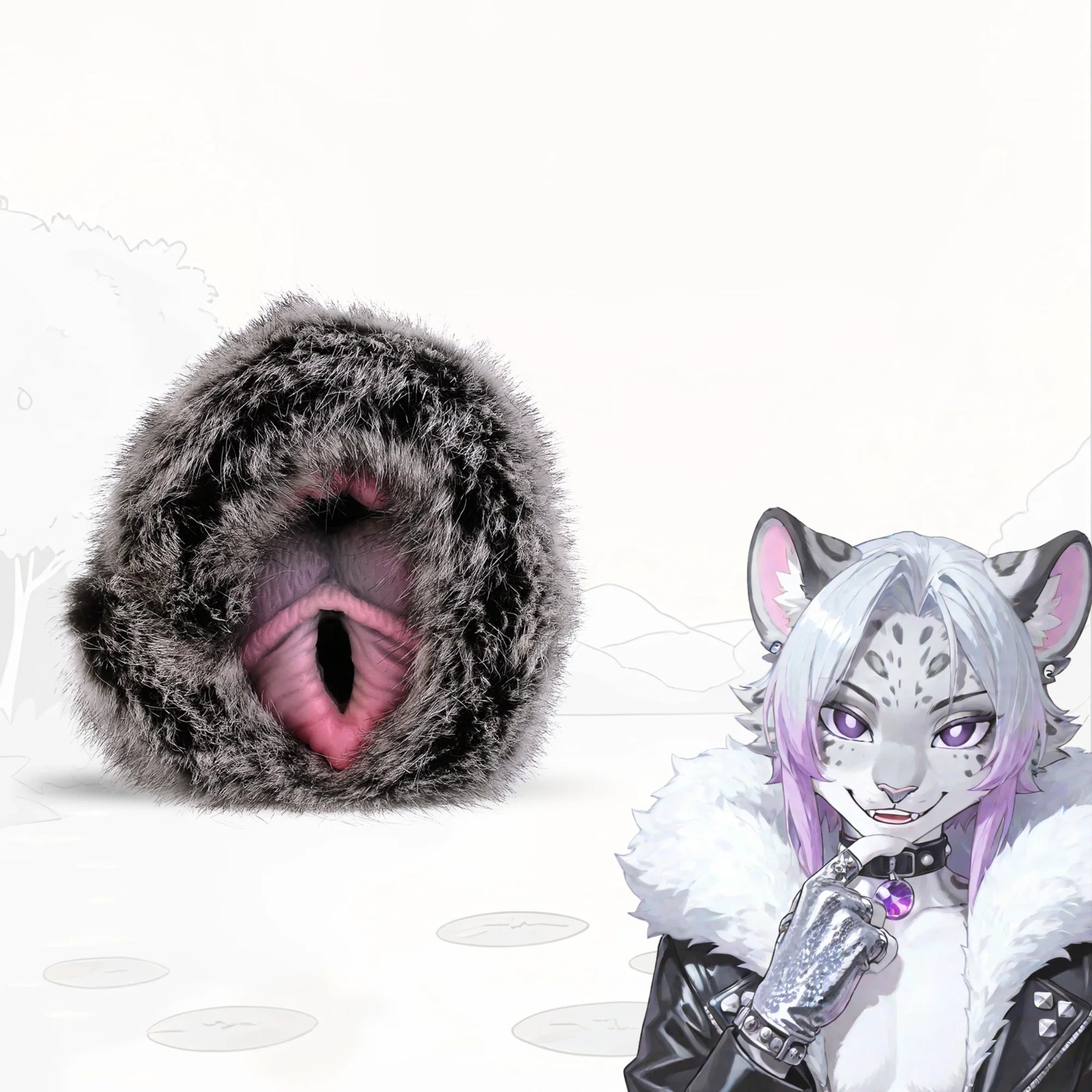 Furry Masturbator Velplux Grey Leopard Plush