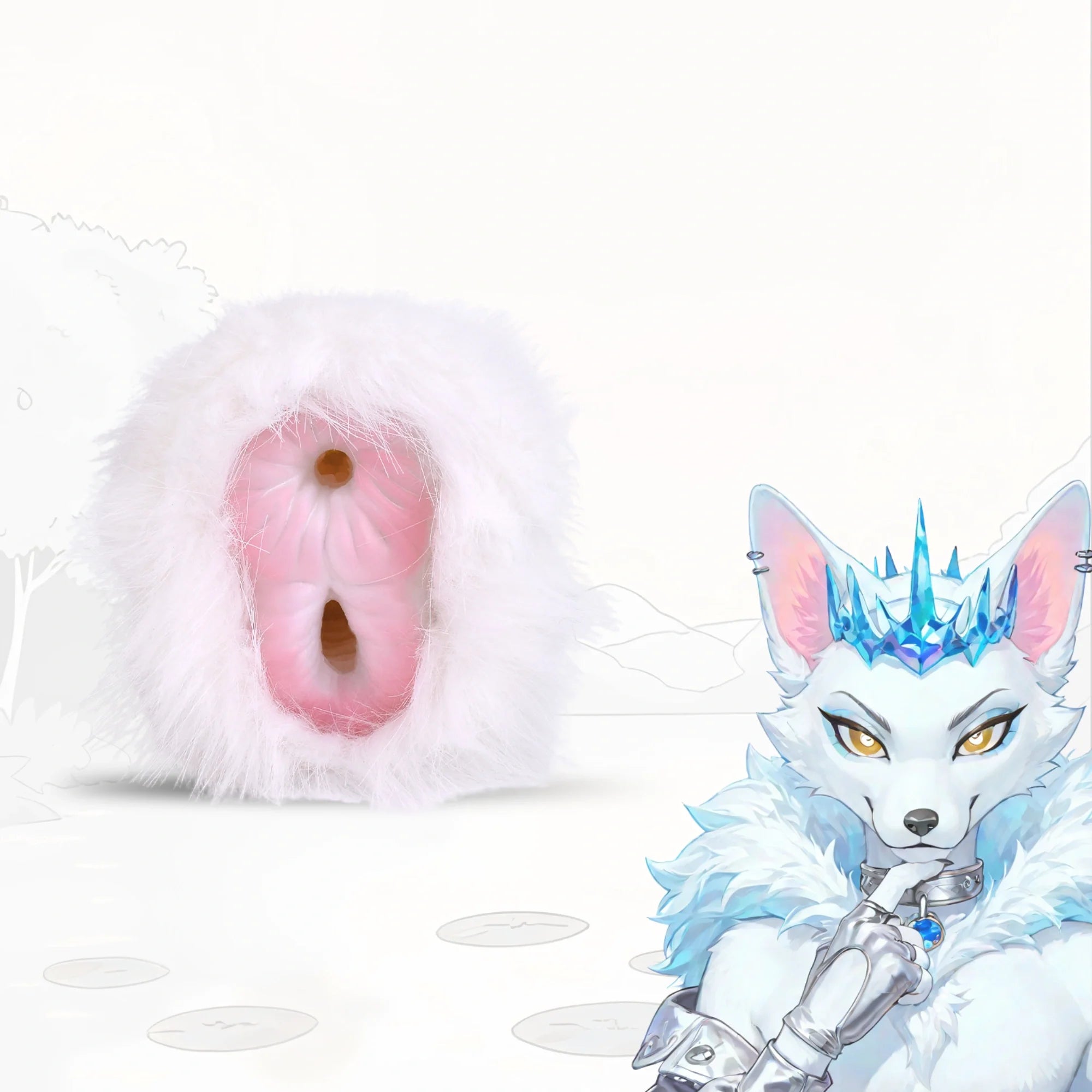 Furry Masturbator Nivplux White Wool Dual Entry