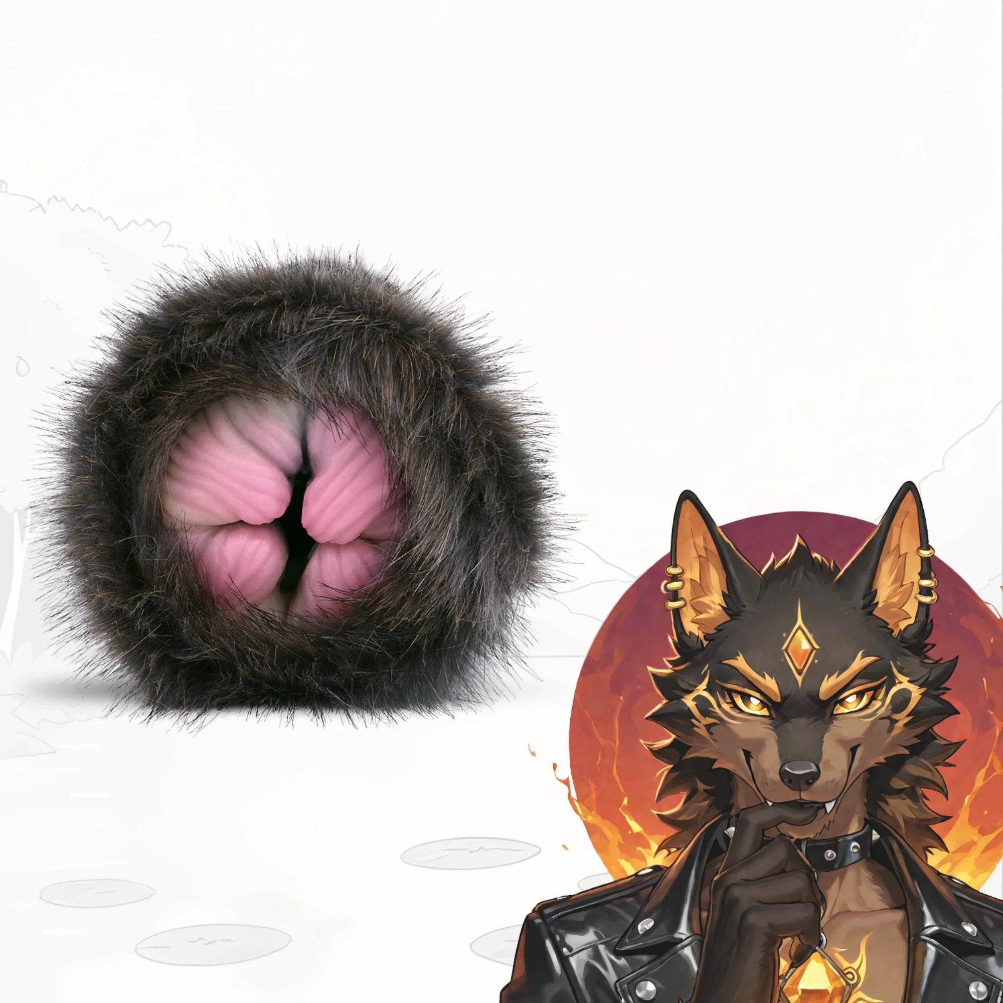 Furry Masturbator Noirplux Dark Brown Ribbed Dual Entry