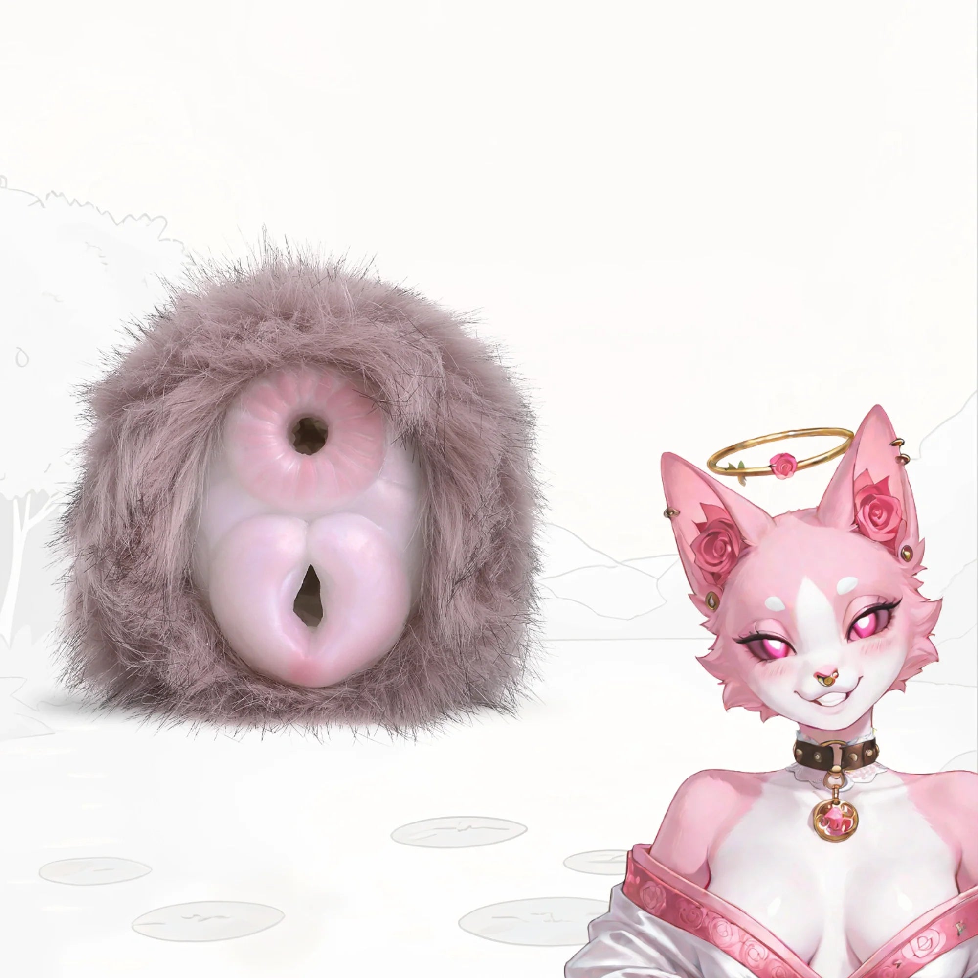 Furry Masturbator Roplux Rose Mauve Plush Dual