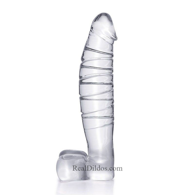 High Quality 7.9″ Heat Cold Proof Glass Dildo With Base