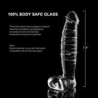 High Quality 7.9″ Heat Cold Proof Glass Dildo With Base