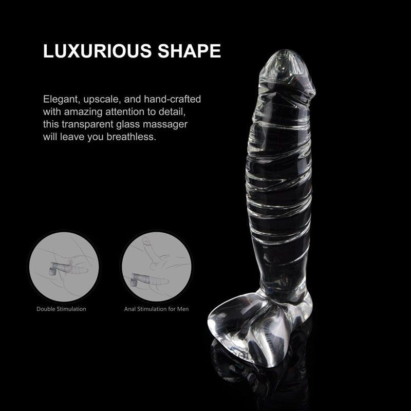 High Quality 7.9″ Heat Cold Proof Glass Dildo With Base
