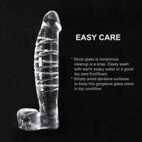 High Quality 7.9″ Heat Cold Proof Glass Dildo With Base