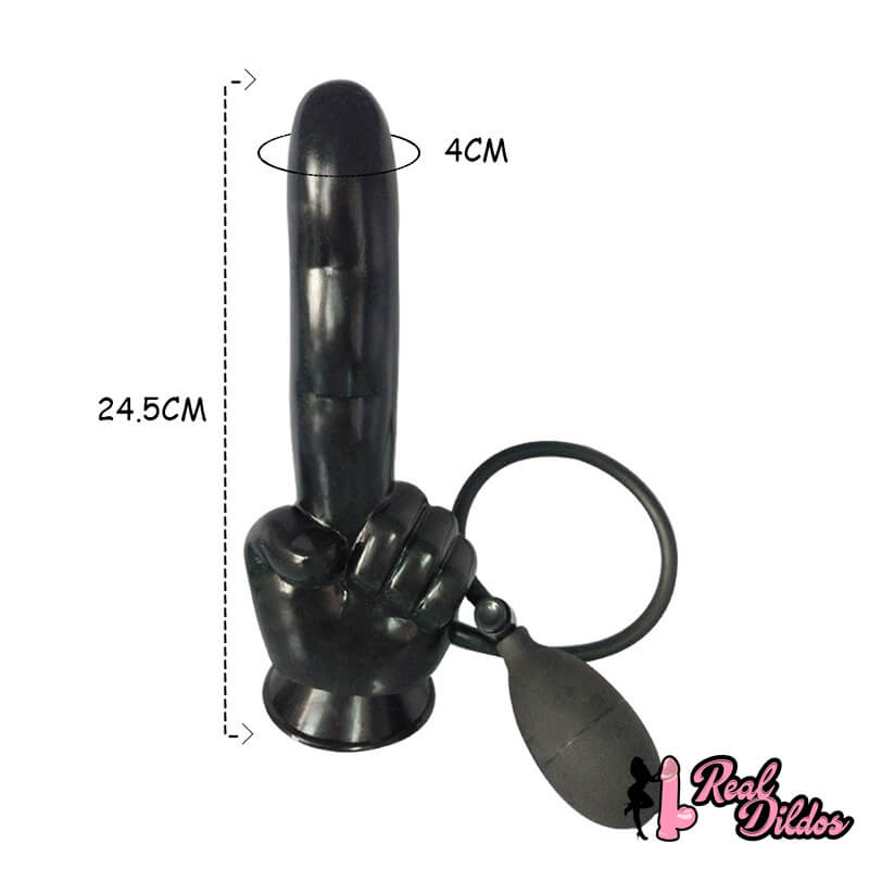 10.82in Big Finger Design Inflatable Dildo Black Sex Toy
