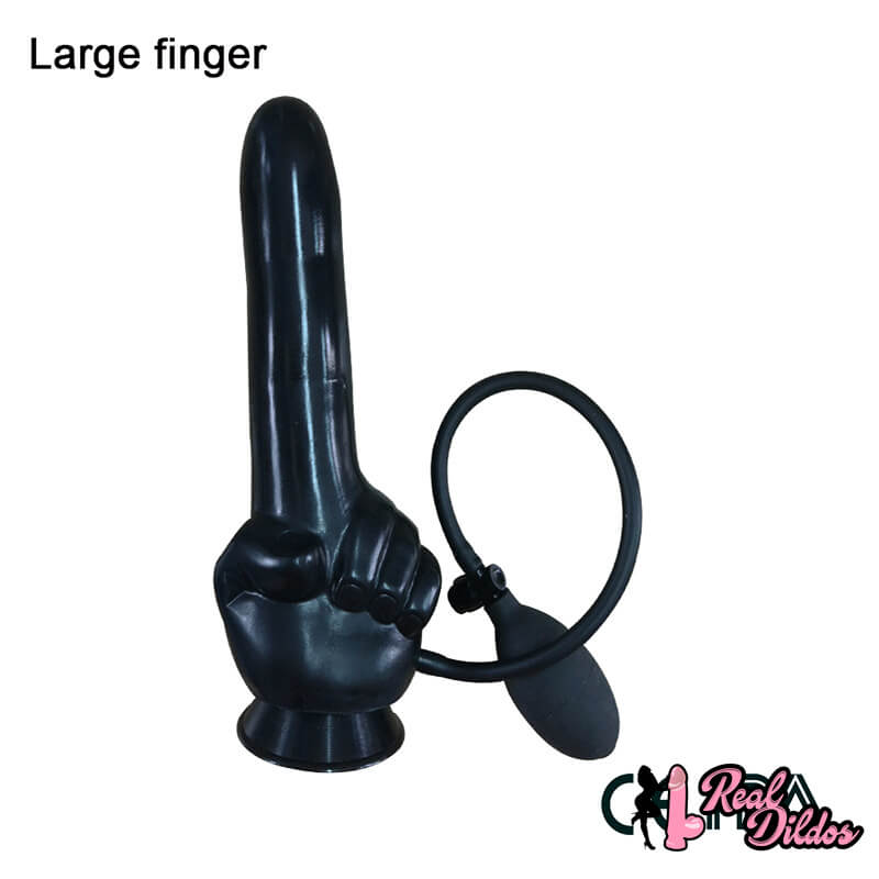 10.82in Big Finger Design Inflatable Dildo Black Sex Toy