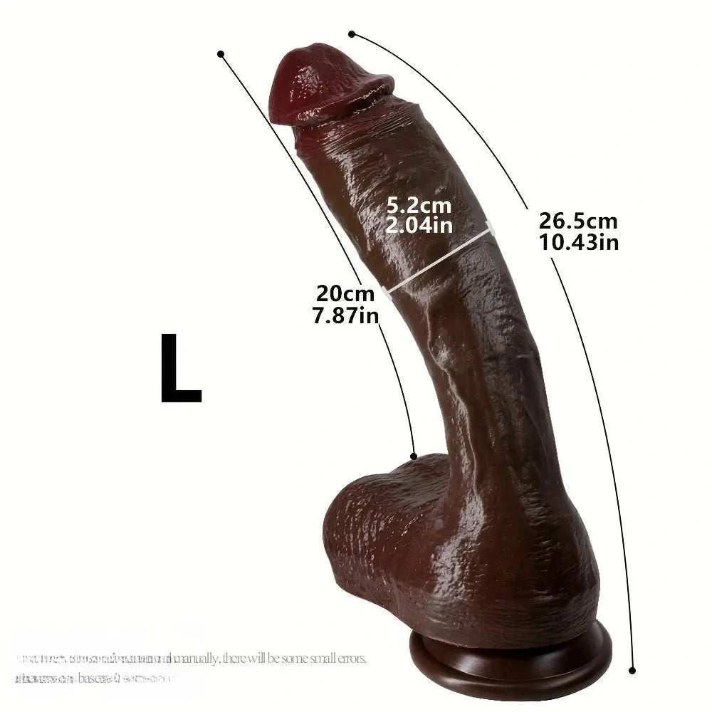 Multi-Size Ebony Liquid Silicone Female Realistic Thick Male Soft Dildo