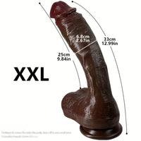 Multi-Size Ebony Liquid Silicone Female Realistic Thick Male Soft Dildo
