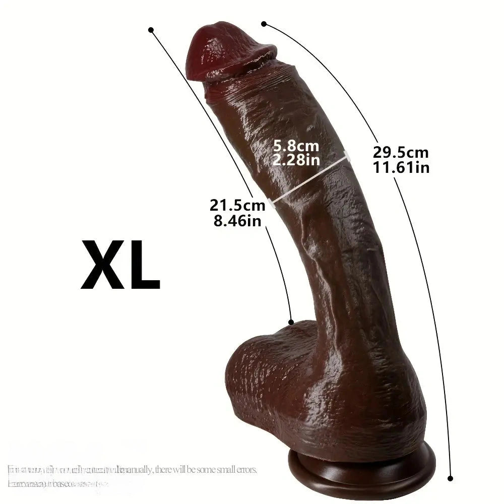 Multi-Size Ebony Liquid Silicone Female Realistic Thick Male Soft Dildo