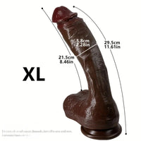 Multi-Size Ebony Liquid Silicone Female Realistic Thick Male Soft Dildo