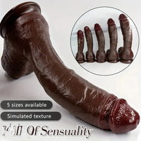 Multi-Size Ebony Liquid Silicone Female Realistic Thick Male Soft Dildo