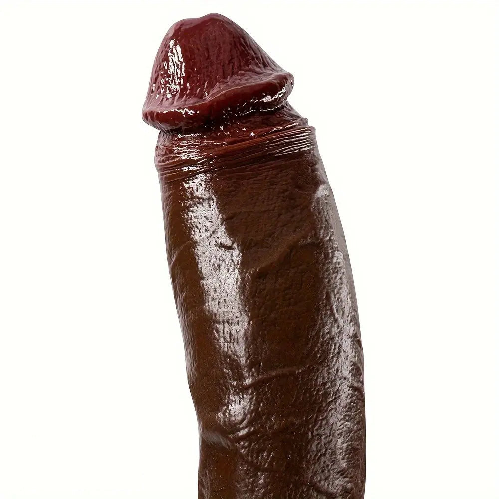 Multi-Size Ebony Liquid Silicone Female Realistic Thick Male Soft Dildo
