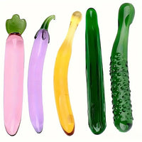 Multiple Lengths Colors Fruit Vegetable Crystal Clear Glass Anal Plug Dildo